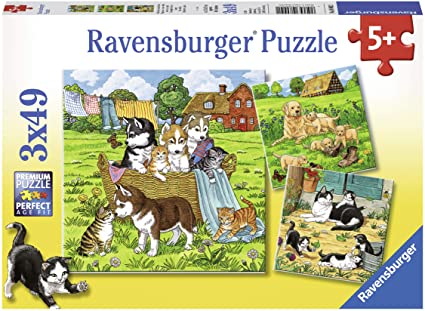 3 x 49pce Cats And Dogs Puzzles