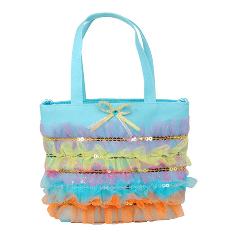 Ruffles & Bows Handbag with Strap - Blue