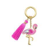 Key Chain Bag Tag Fun Flamingo with tassel