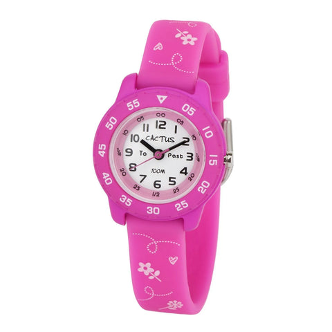 Watch - Pink with flowers Time Teacher 124-M05