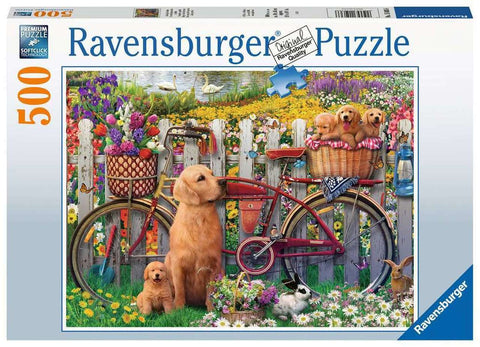 500 pce Cute dogs in the garden Jigsaw Puzzle