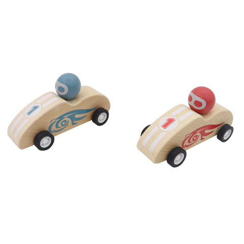Retro Wooden Firespeed Pull Back Racing Car Assorted