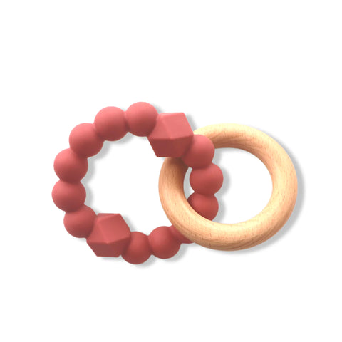 Moon Teether Silicone and Wood ring