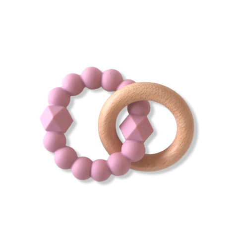 Moon Teether Silicone and Wood ring