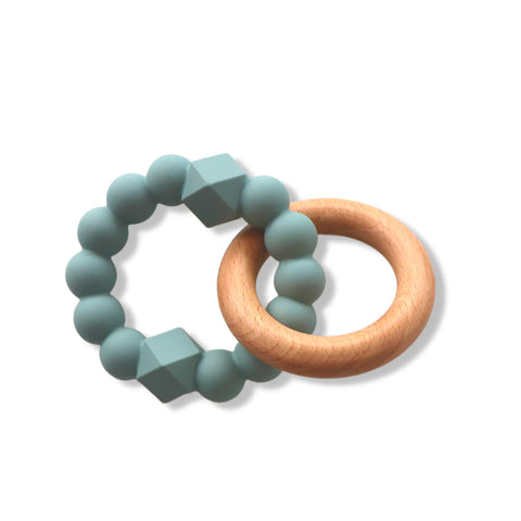 Moon Teether Silicone and Wood ring