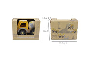 Construction Vehicle -Wooden Road Roller with Rubber Wheels