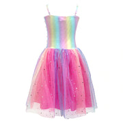 Rainbow Ruched Sparkle party dress - size 5-6