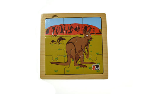 Wooden Framed Puzzle 9pce - Kangaroo