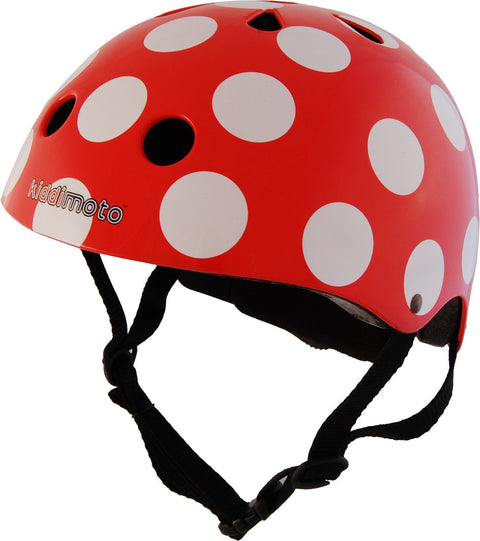 Kiddimoto helmet red dotty - Medium