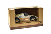 Wooden Racing Car - White with Flame