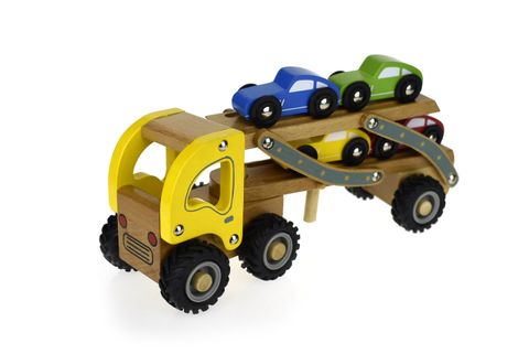Wooden Car Carrier with 4 cars