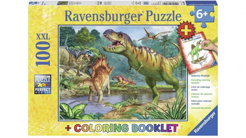 100 pce World of Dinosaurs with Colouring Book