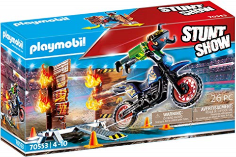 Stunt Show Motocross with fiery wall