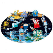 200 Pieces Travel, Learn and Explore from Earth to Moon Book and Round Puzzle