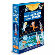200 Pieces Travel, Learn and Explore from Earth to Moon Book and Round Puzzle